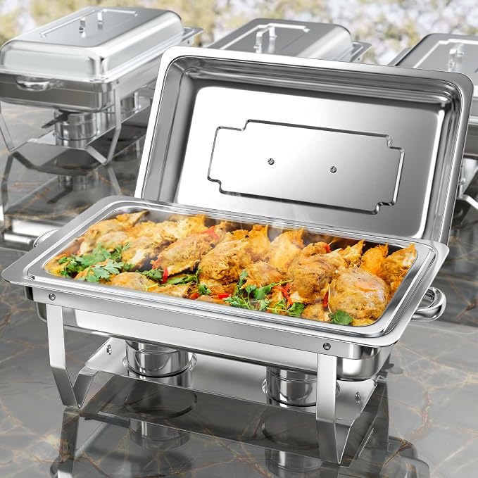 Rengue 9.5 QT Chafing Dishes, 4 Pack High Premium Stainless Steel Complete Set - Image 2