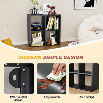 4 Cube Storage Organizer, Metal Cubby Storage Shelf, Small Box Bookshelf - Image 3