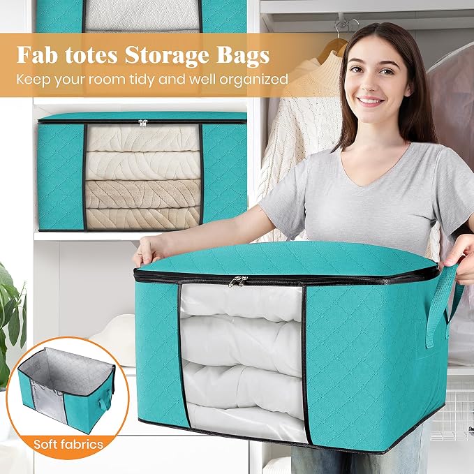 Fab totes Storage Bags, Clothes Blanket Storage Bins Foldable Closet Organizers - Image 5
