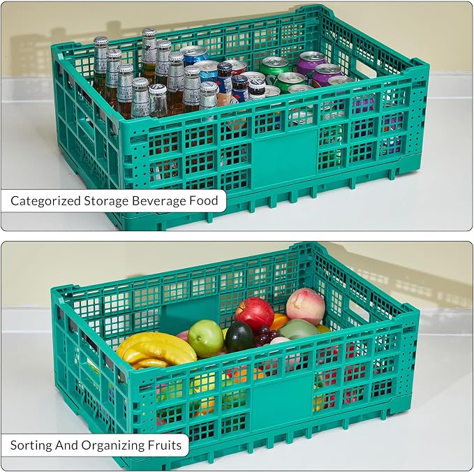 Collapsible Storage Crates, 52 Liter Heavy Duty Foldable Plastic Crates - Image 4
