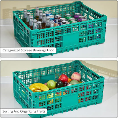 Collapsible Storage Crates, 52 Liter Heavy Duty Foldable Plastic Crates - Image 4