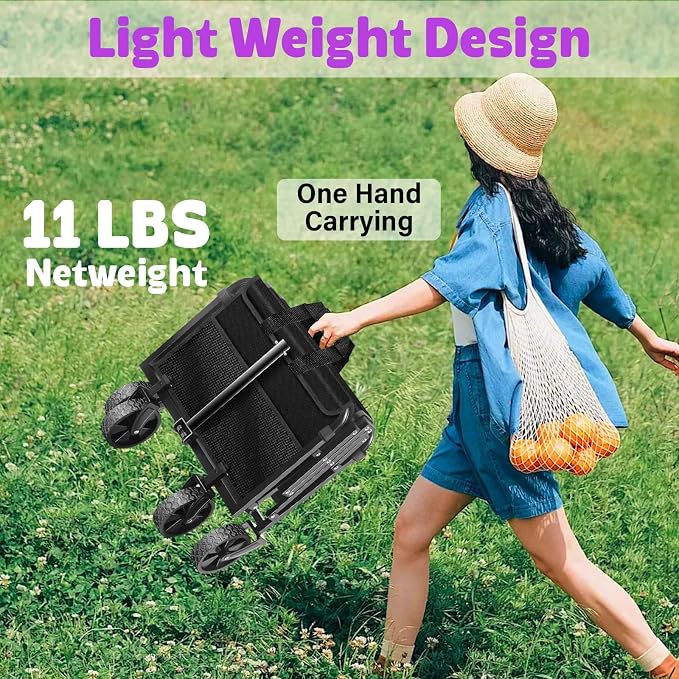 Wagons Carts Foldable, 280 LBS Large Capacity Foldable Wagon Cart Collapsible - Image 4
