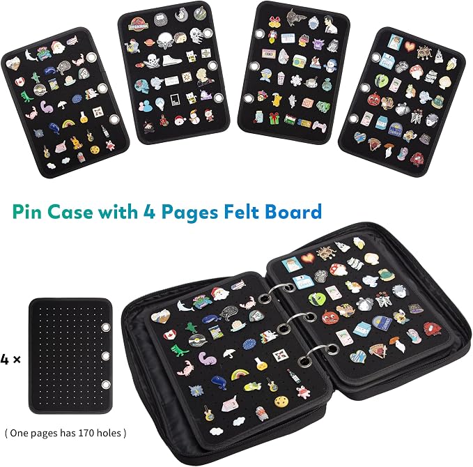 Enamel Pin Display Pages Pin Carrying Case, Pins Collection Storage Organizer - Image 3