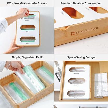 Premium Bag Organizer – Kitchen Edge 3-Slot Bamboo Organizer - Image 3