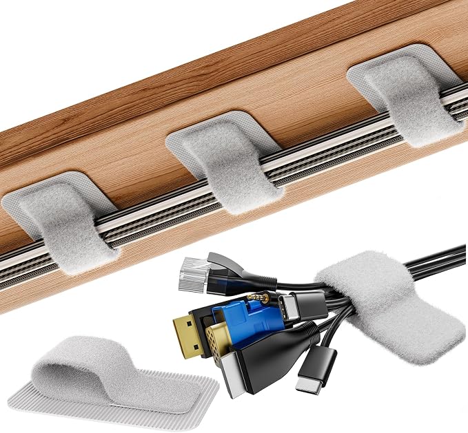 Cable Management Under Desk, 【Up to 15 Cord】【Enhanced Wire Holder】 Reusable by Liveabetterlife