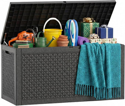 150 Gallon Outdoor Storage Box, Large Resin Deck Box Waterproof, Lockable Toy - Image 7
