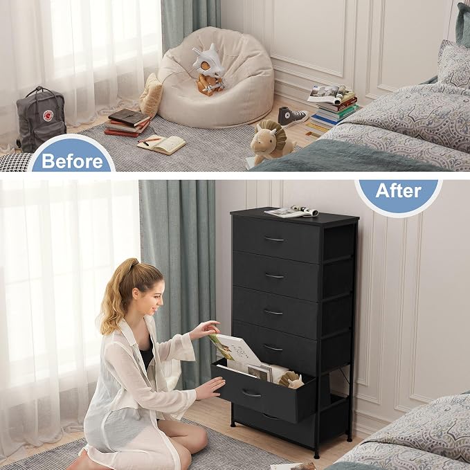 Tall 6-Drawer Wide Fabric Storage Tower Dresser - Image 7