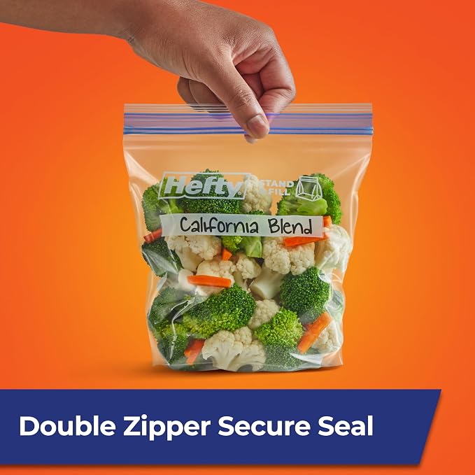 Hefty Press to Close Plastic Freezer Bags, Quart Size - Image 2