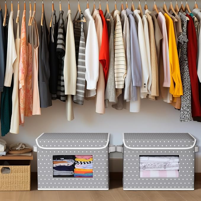 Univivi Fabric Foldable Storage Boxes Large Collapsible Stackable Storage Bins - Image 6