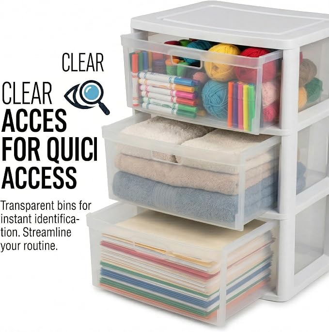 Wide 3-Drawer Storage Organizer Tower - Image 4