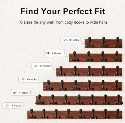 SKOLOO 17-Inch Wood Coat Rack Wall Mount - Image 7