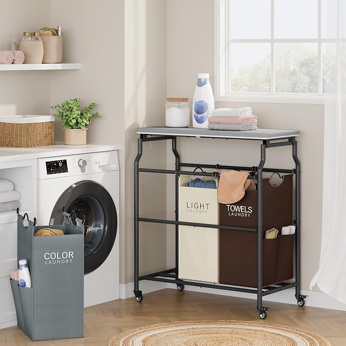 Hoctieon 3 Section Laundry Sorter Cart - Image 2
