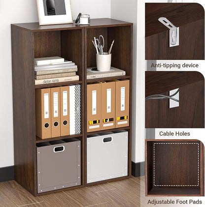 3 Cube Storage Organizer, 3Tier Cube Low Bookcase Freestanding Storage Display - Image 4