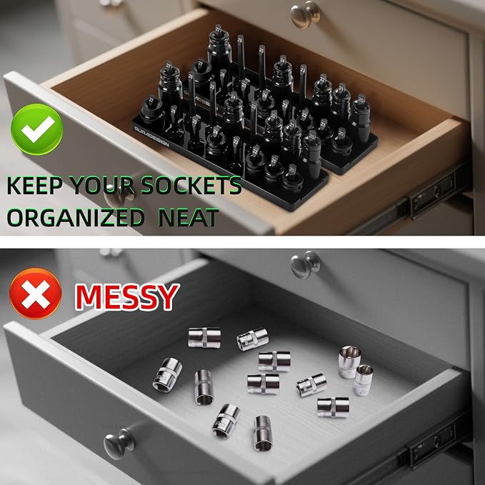 8PCS Socket Organizer Set, Socket Holder, 1/2" Metric & SAE Socket Tools Trays. - Image 7