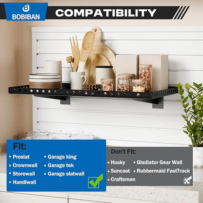 2 Pack Slatwall Shelves, Heavy Duty Black Metal Slat Wall Shelf - Image 5
