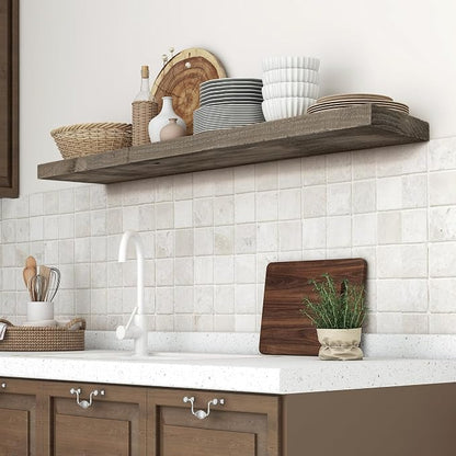 Solid Reclaimed Wood Floating Shelf 48inches Width and 8 inches Depth, Rustic - Image 2