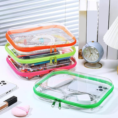 Hoolerry 4 Pcs Hard Clear Zipper Case Makeup Bags Plastic Pencil Pouch - Image 7