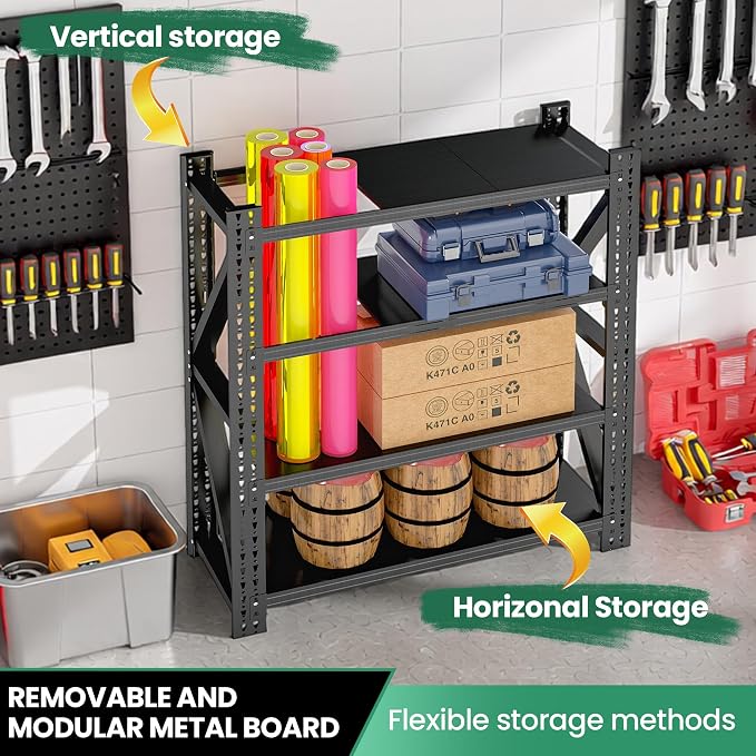 4 Tier Heavy Duty Garage Shelving, Industrial Shelving Built - Image 5