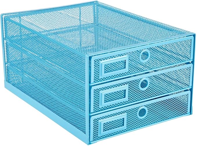 Annova Desk Organizer Wire Mesh 3 Tier Sliding Drawers Paper by LivingNecessities