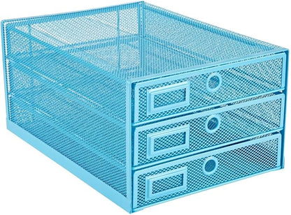 Annova Desk Organizer Wire Mesh 3 Tier Sliding Drawers Paper by LivingNecessities