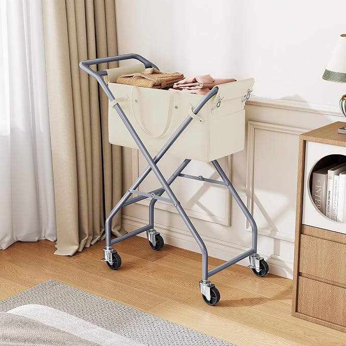 No-Bend Laundry Cart- Rolling Hamper - Image 10