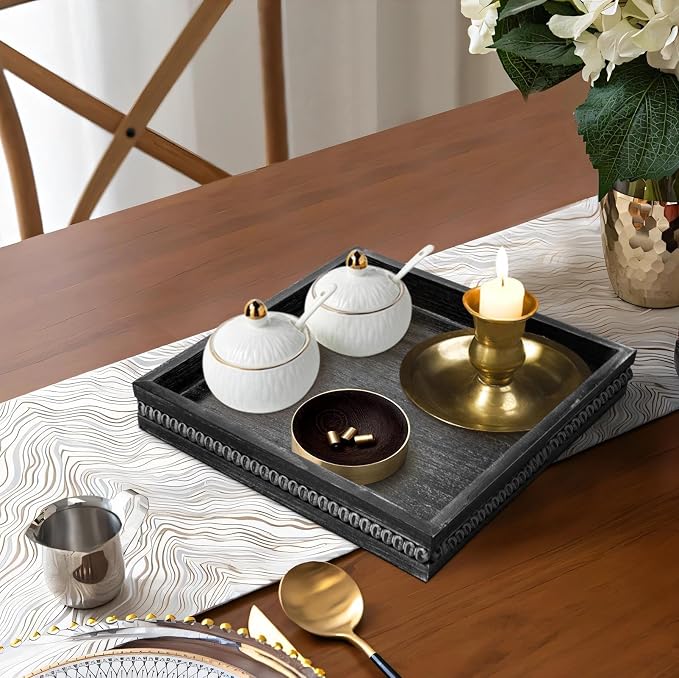 MAONAME Wood Serving Tray, Farmhouse Wooden Tray - Image 4
