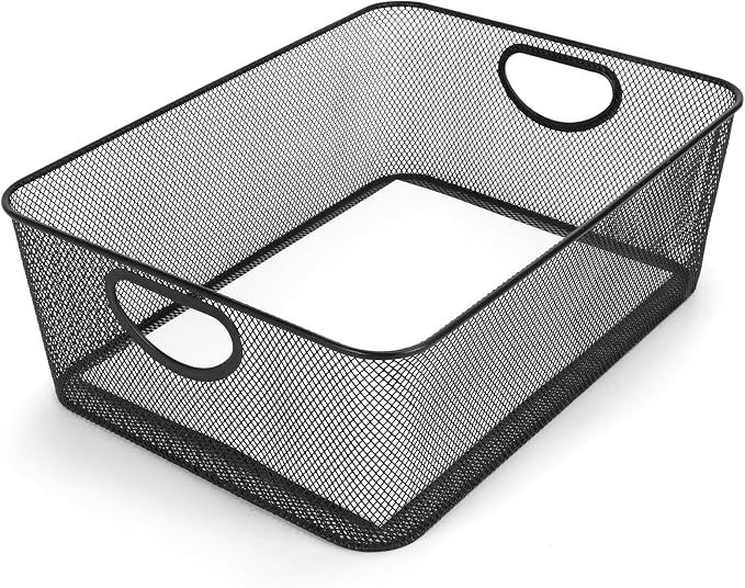 Large Black Wire Baskets, Metal Mesh Steel Basket, File Storage Organizer by EsOfficce