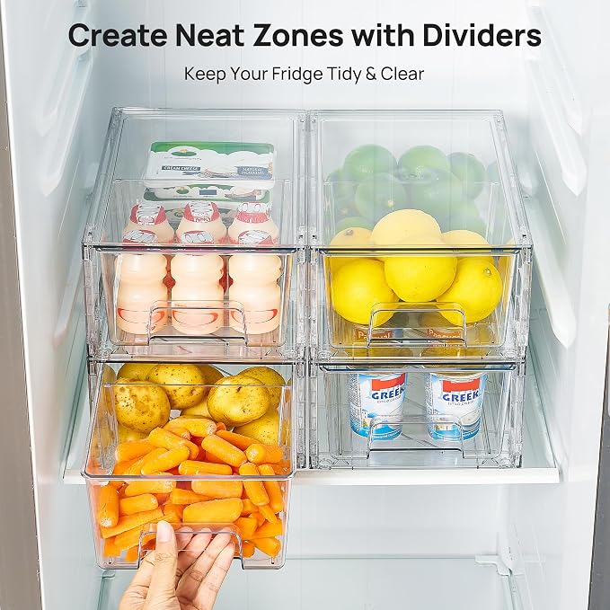 Vtopmart 8 Pack Clear Stackable Storage Drawers, Pull-Out Organizers, 4 Tall - Image 5