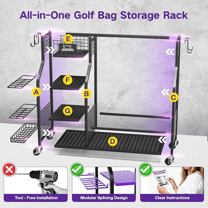 Golf Bag Storage Garage Organizer, Golf Bag Storage Stand and Other Golfing - Image 8