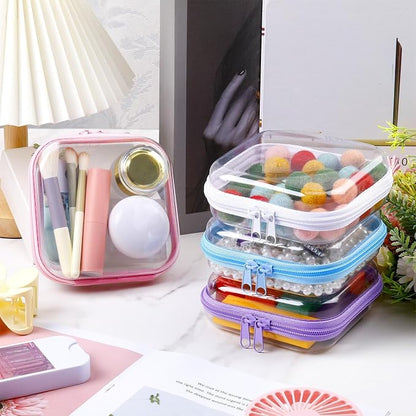 Hoolerry 4 Pcs Hard Clear Zipper Case Makeup Bags Plastic Pencil Pouch - Image 5