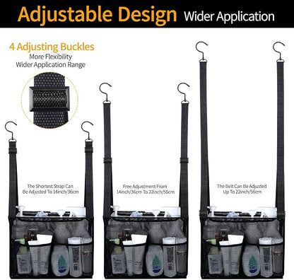 4 Storage Pockets Adjustable Hanging Mesh Bathroom Bag, Shower Caddy College - Image 2