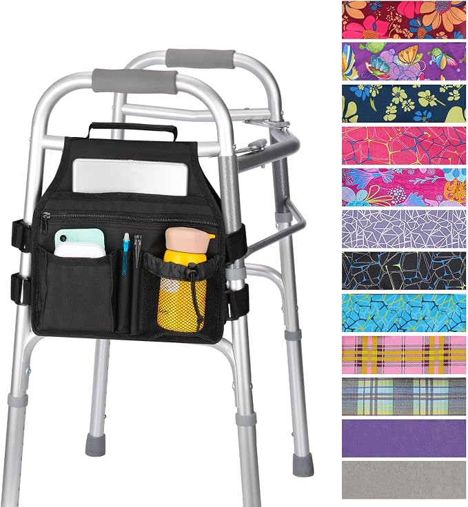supregear Side Walker Bag, Walker Accessories Bag w/Cup Holder, Folding Walker by SupreGear