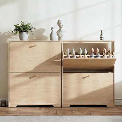 Nicetree Shoe Cabinet with 2 Flip Drawers, Narrow Shoe Organizer Cabinet - Image 6