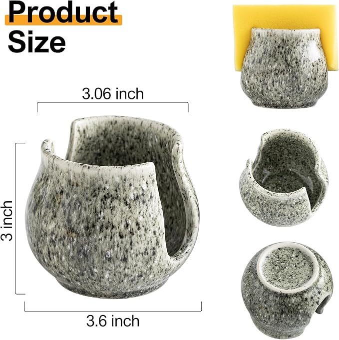 Ceramic Sponge Holder, Kitchen Sponge Holder Sink Caddy Organizer Dish Rack - Image 4