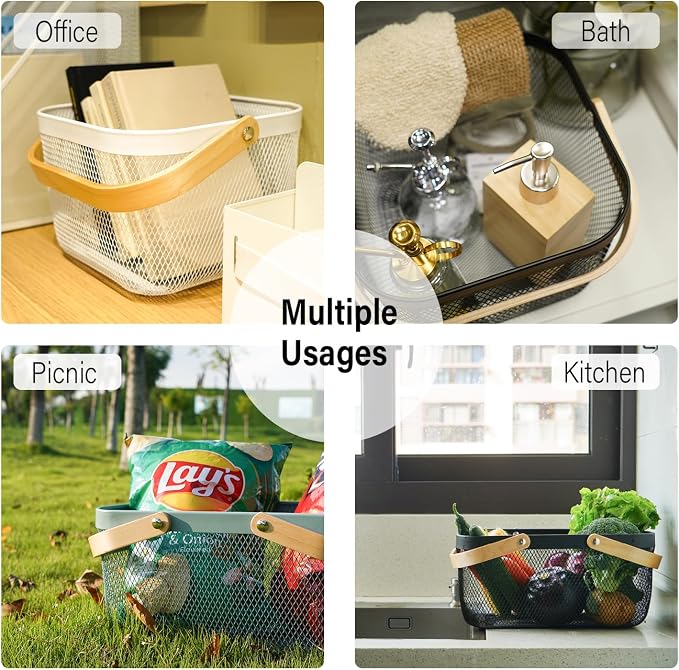 Metal Mesh Steel Harvest Basket, Rectangle Wire Garden Basket - Image 5
