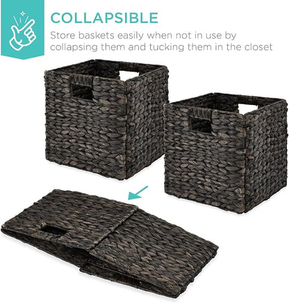 Best Choice Products 13x13in Pack of 5 Cube Storage Baskets, Water Hyacinth - Image 3