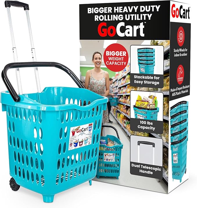 dbest products Bigger GoCart Grocery Cart Rolling Shopping Laundry Basket on by dbestproductsInc