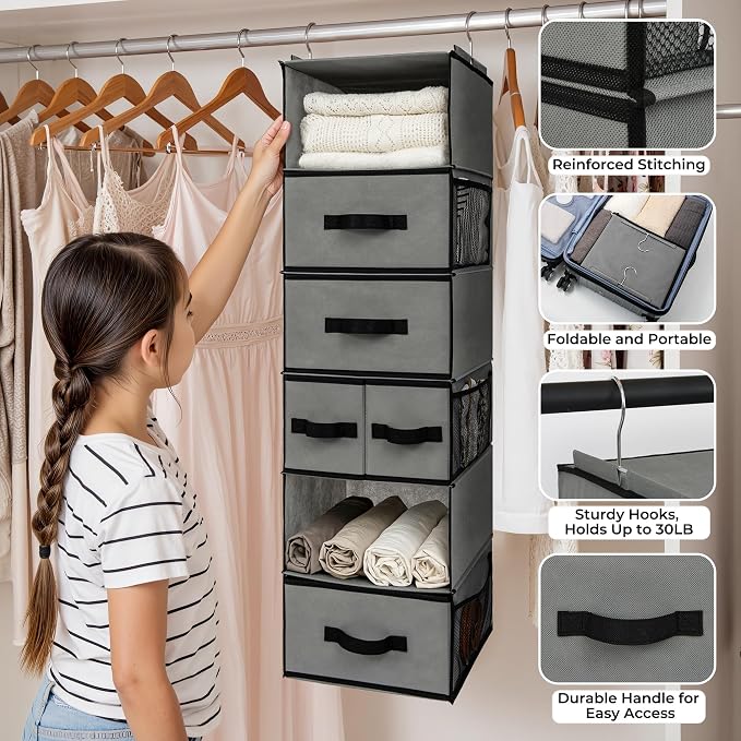 GRANNY SAYS Hanging Closet Organizer 6 Shelves, Closet Organizers and Storage - Image 4