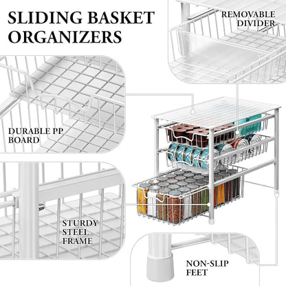 Simple Houseware Stackable 3 Tier Sliding Basket Organizer Drawer - Image 4