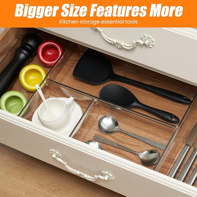 18 Pcs Large Size Clear Drawer Organizer Set, Acrylic Non Slip Non Cracking - Image 6