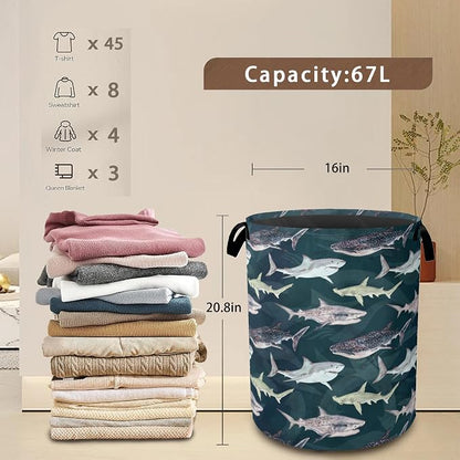 Cute Shark Collapsible Laundry Baskets, Laundry Hamper, Storage Basket - Image 3