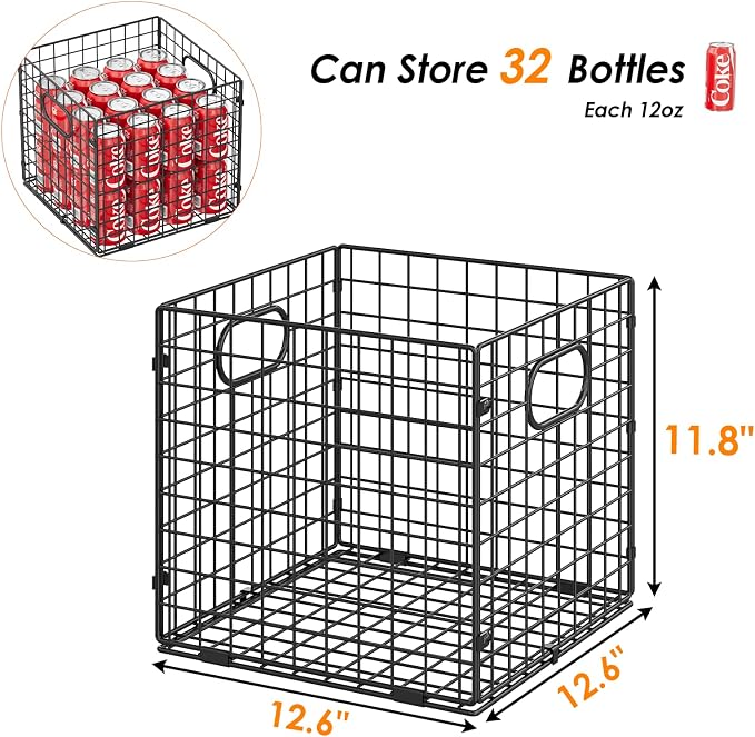 Cidaziya 4-Pack Metal Storage Crates, 32QT Stackable Collapsible Storage Bins - Image 2