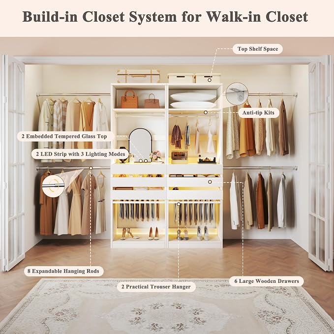 Closet System, 5.7-10.4FT Closet Organizer System - Image 5