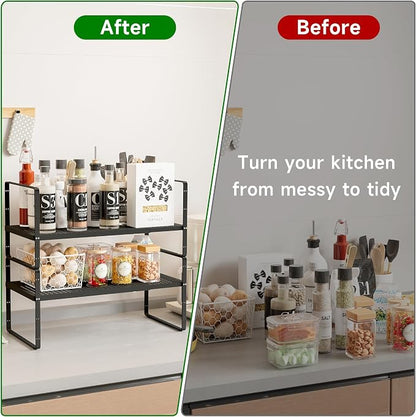 Expandable Kitchen Cabinet Shelf Organizer Rack Heavy Duty Metal Spice Rack - Image 5
