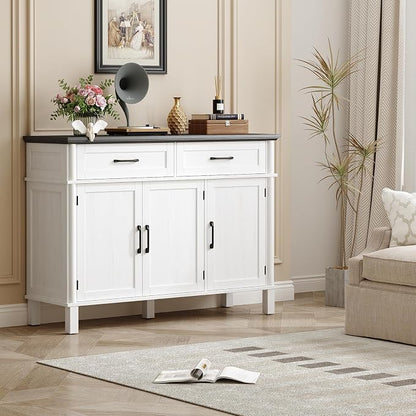 48 Inches Buffet Cabinet with Storage, Farmhouse Sideboard Buffet w/2 Drawers - Image 7