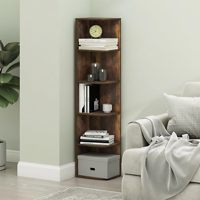 Furinno PASIR Book Shelf, 5-Tier Corner Bookshelf - Image 5