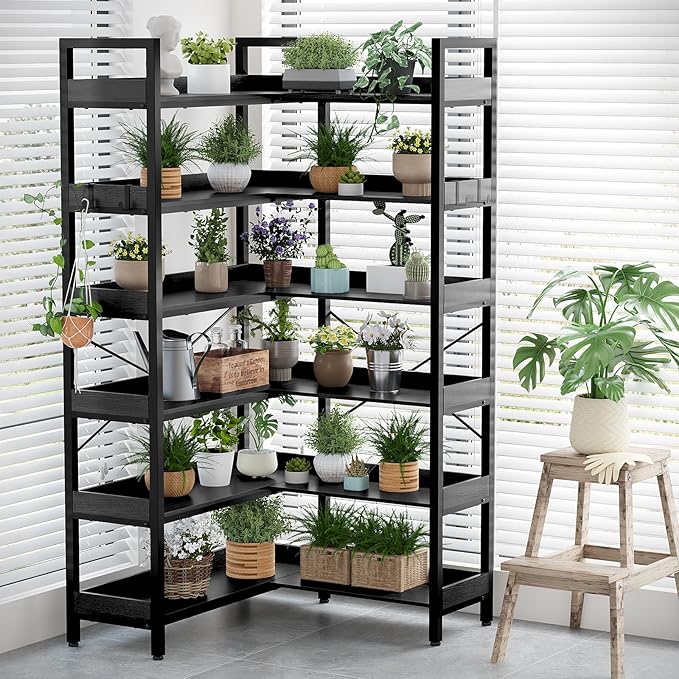 KOUSEI 6-Tier Corner Bookshelf, Reversible L-Shaped Bookcase - Image 5