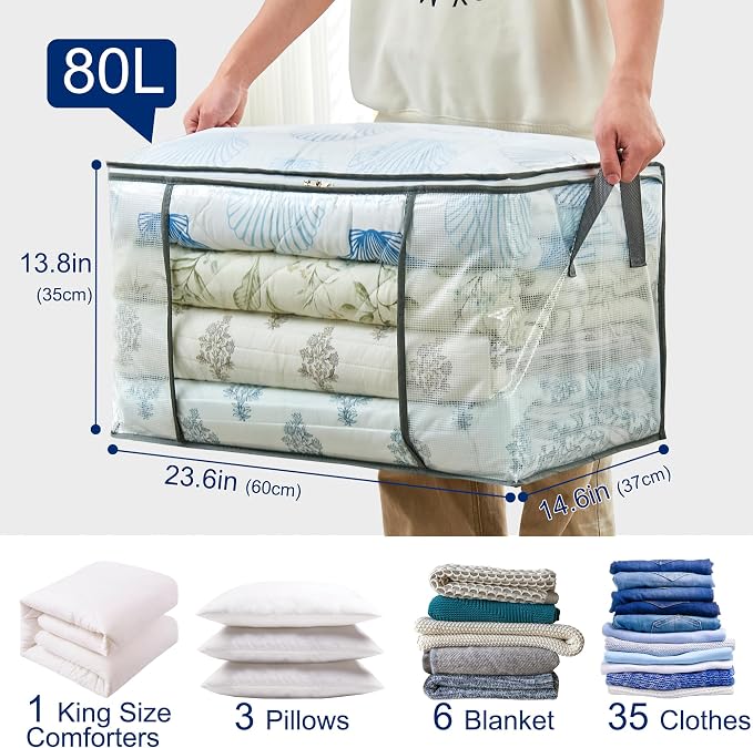 MKOKYD 80L Clear Large Storage Bag, Clothes Storage Containers - Image 2