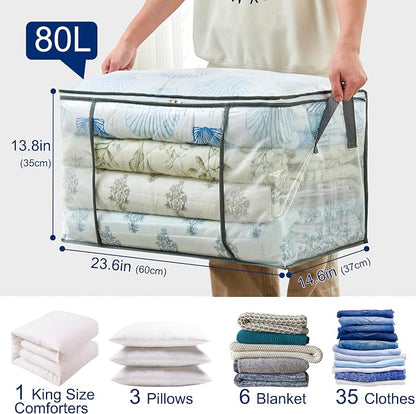 MKOKYD 80L Clear Large Storage Bag, Clothes Storage Containers - Image 2