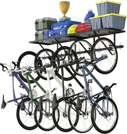 Bike Storage Rack with Shelf, Bike Wall Mount Garage Stand, Bike Hanger Storage - Image 5